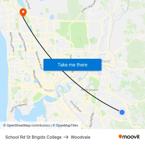 School Rd St Brigids College to Woodvale map