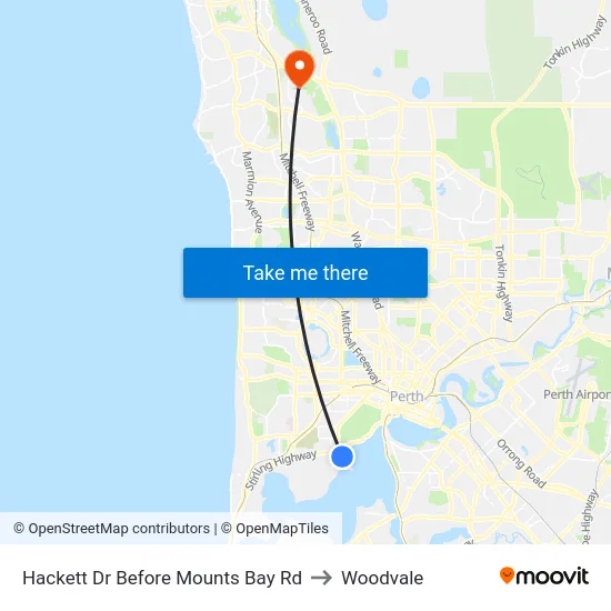 Hackett Dr Before Mounts Bay Rd to Woodvale map