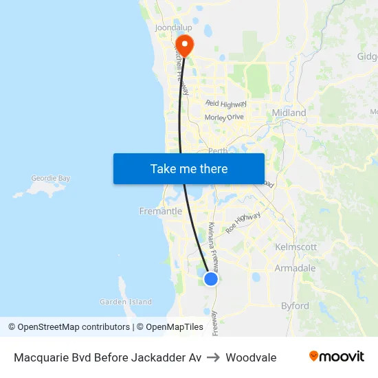 Macquarie Bvd Before Jackadder Av to Woodvale map