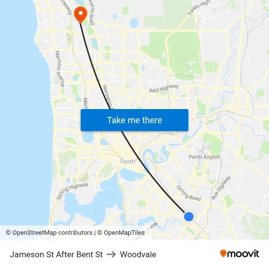 Jameson St After Bent St to Woodvale map