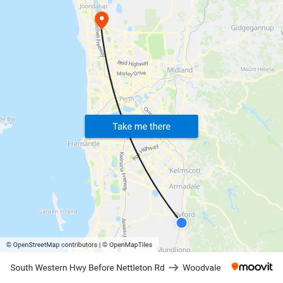 South Western Hwy Before Nettleton Rd to Woodvale map