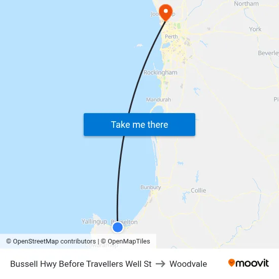 Bussell Hwy Before Travellers Well St to Woodvale map