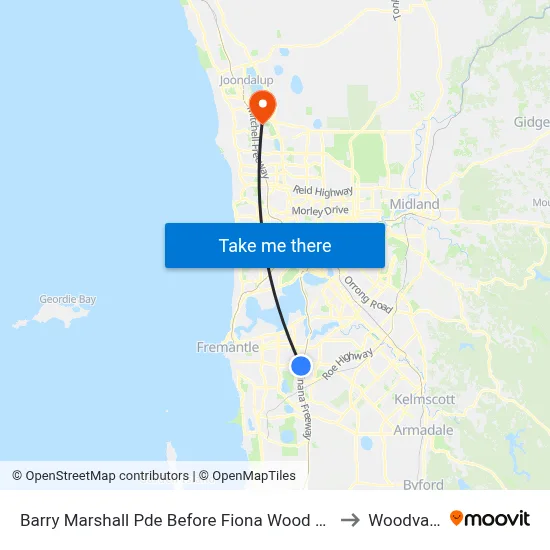 Barry Marshall Pde Before Fiona Wood Rd to Woodvale map