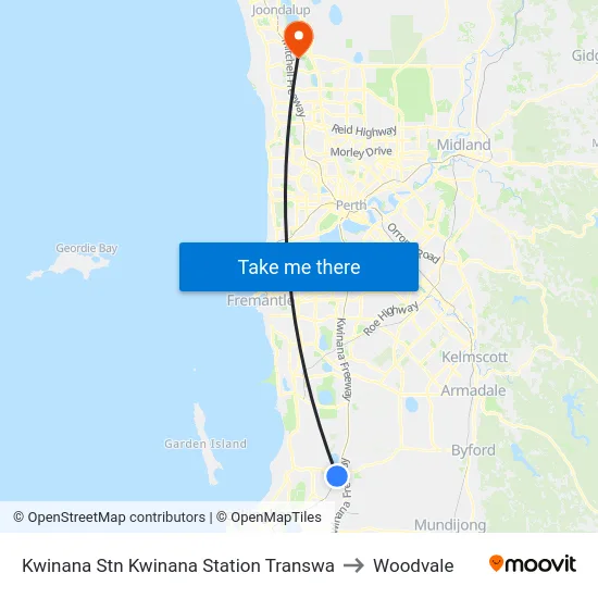 Kwinana Stn Kwinana Station Transwa to Woodvale map