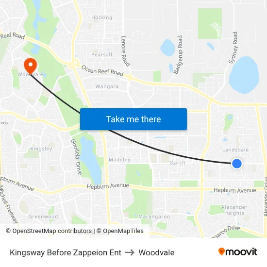 Kingsway  Before Zappeion Ent to Woodvale map