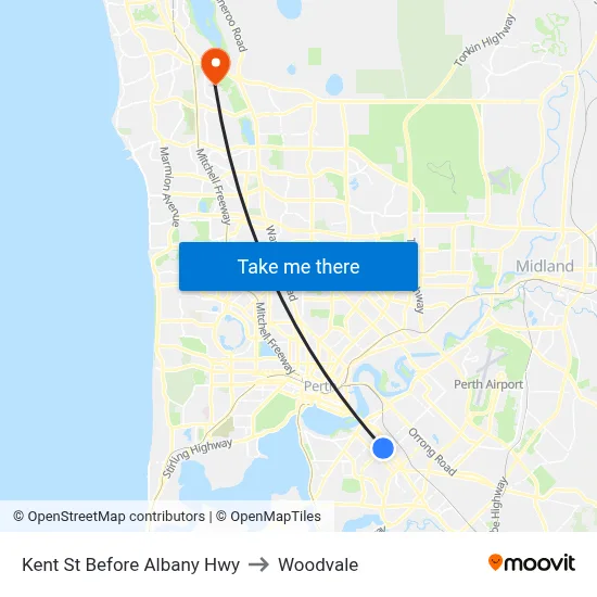 Kent St Before Albany Hwy to Woodvale map