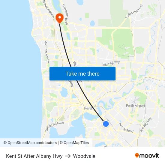 Kent St After Albany Hwy to Woodvale map
