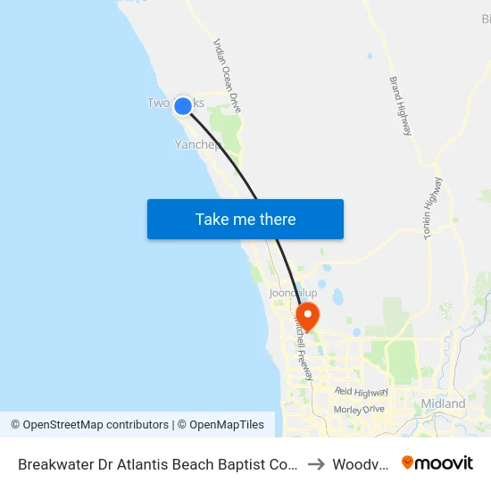 Breakwater Dr Atlantis Beach Baptist College to Woodvale map