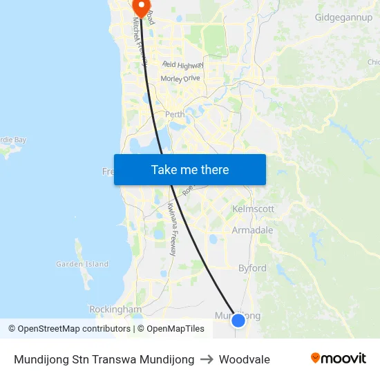 Mundijong Stn Transwa Mundijong to Woodvale map