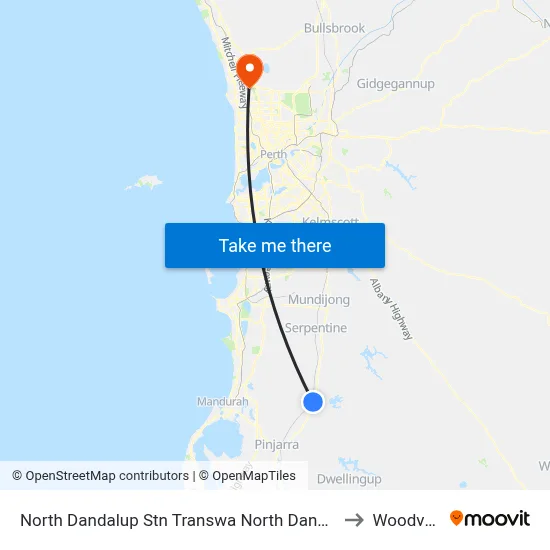 North Dandalup Stn Transwa North Dandalup to Woodvale map