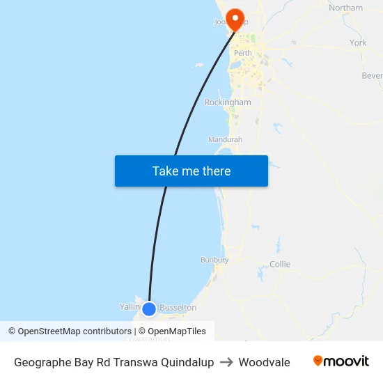 Geographe Bay Rd Transwa Quindalup to Woodvale map