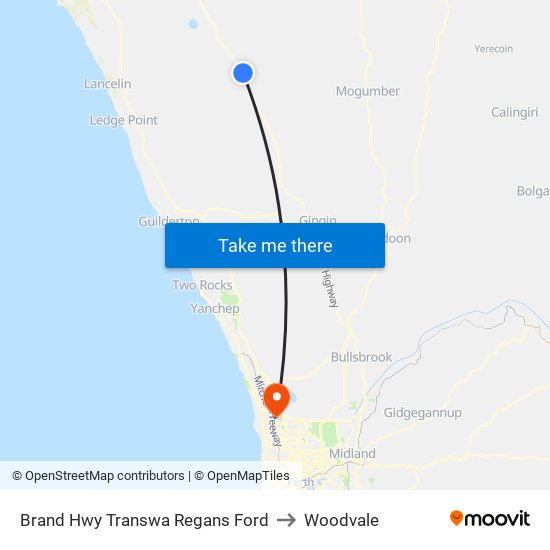 Brand Hwy Transwa Regans Ford to Woodvale map