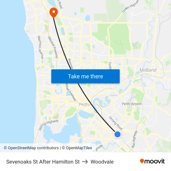 Sevenoaks St After Hamilton St to Woodvale map