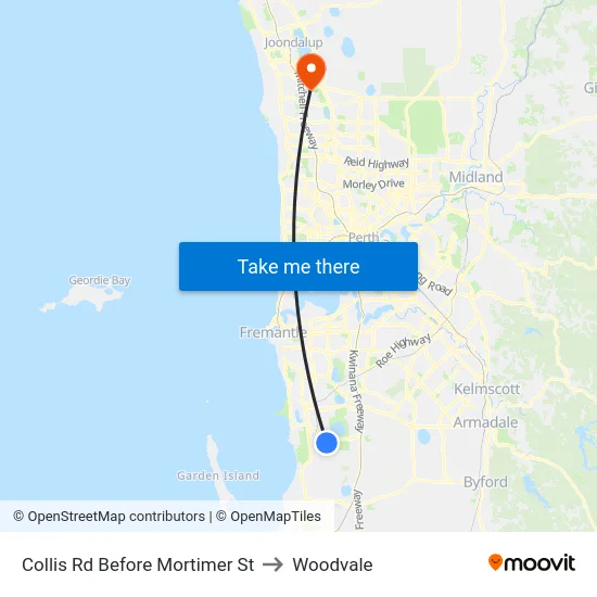 Collis Rd Before Mortimer St to Woodvale map