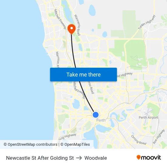 Newcastle St After Golding St to Woodvale map