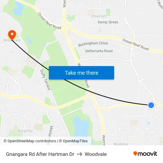 Gnangara Rd After Hartman Dr to Woodvale map