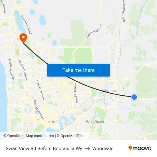 Swan View Rd Before Boorabilla Wy to Woodvale map