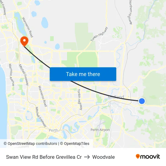Swan View Rd Before Grevillea Cr to Woodvale map