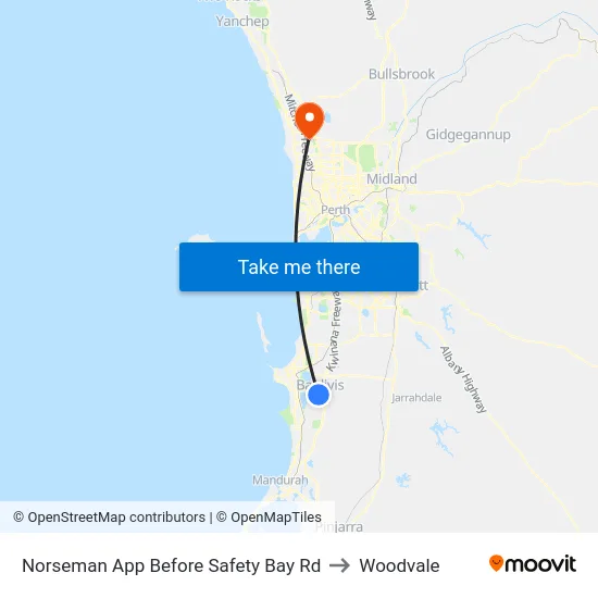 Norseman App Before Safety Bay Rd to Woodvale map