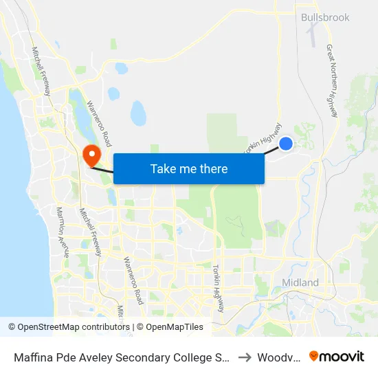 Maffina Pde Aveley Secondary College Stand 3 to Woodvale map