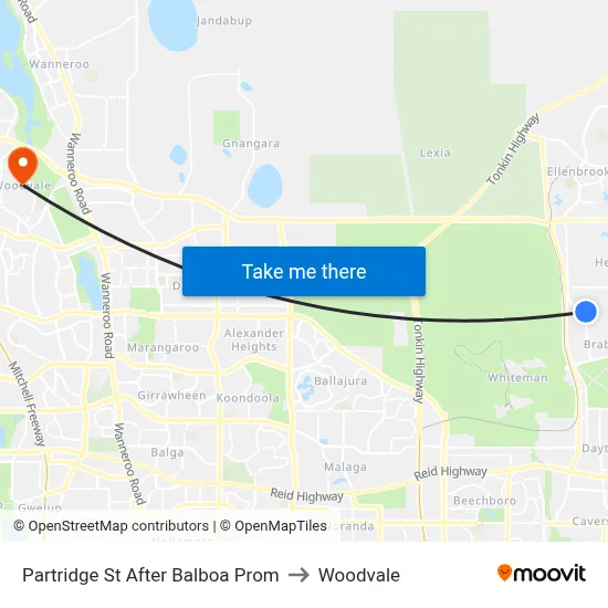 Partridge St After Balboa Prom to Woodvale map