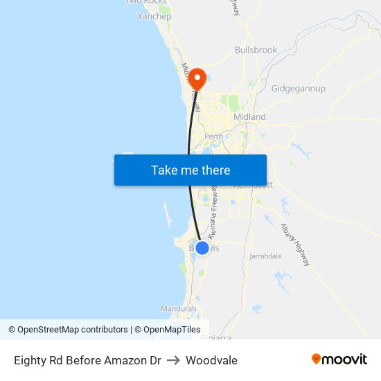 Eighty Rd Before Amazon Dr to Woodvale map