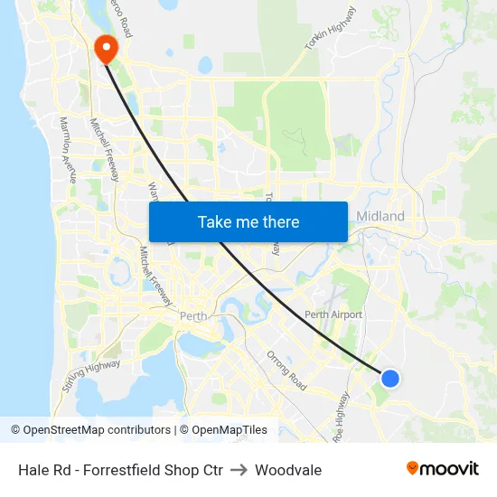 Hale Rd - Forrestfield Shop Ctr to Woodvale map