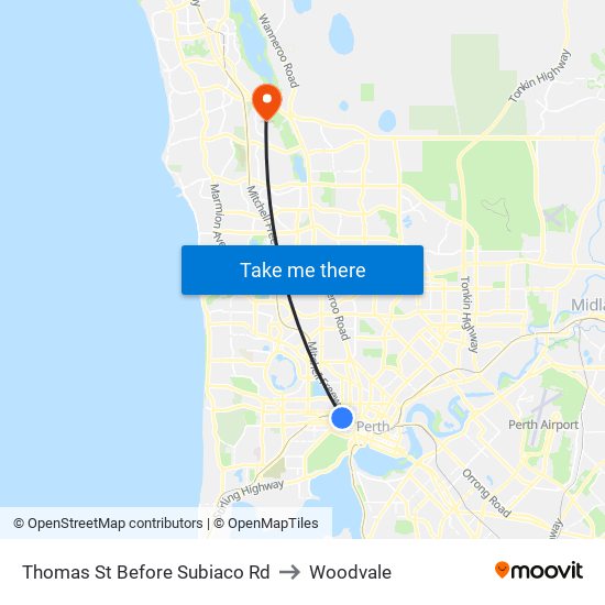 Thomas St Before Subiaco Rd to Woodvale map