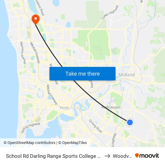 School Rd Darling Range Sports College Stand 3 to Woodvale map