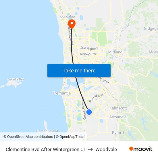 Clementine Bvd After Wintergreen Cr to Woodvale map