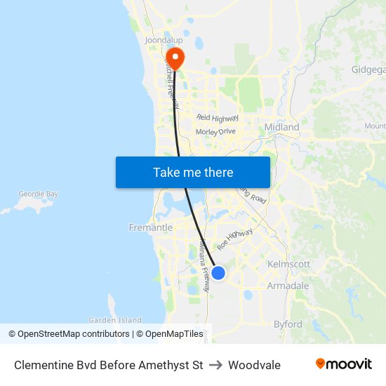 Clementine Bvd Before Amethyst St to Woodvale map