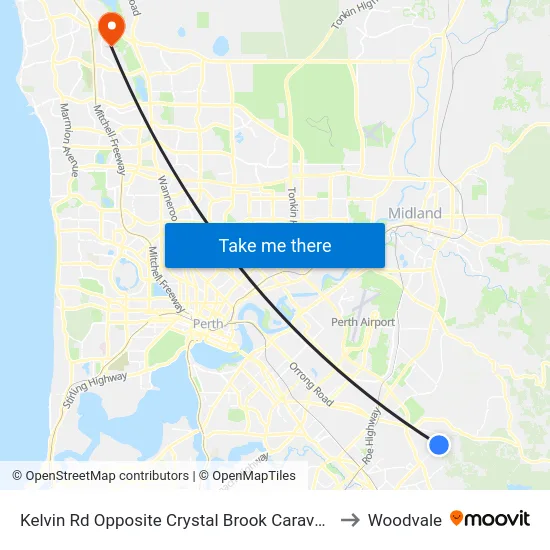 Kelvin Rd Opposite Crystal Brook Caravan to Woodvale map