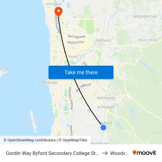 Gordin Way Byford Secondary College Stand 2 to Woodvale map