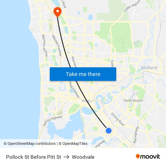 Pollock St Before Pitt St to Woodvale map