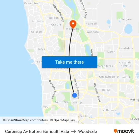 Careniup Av Before  Exmouth Vsta to Woodvale map