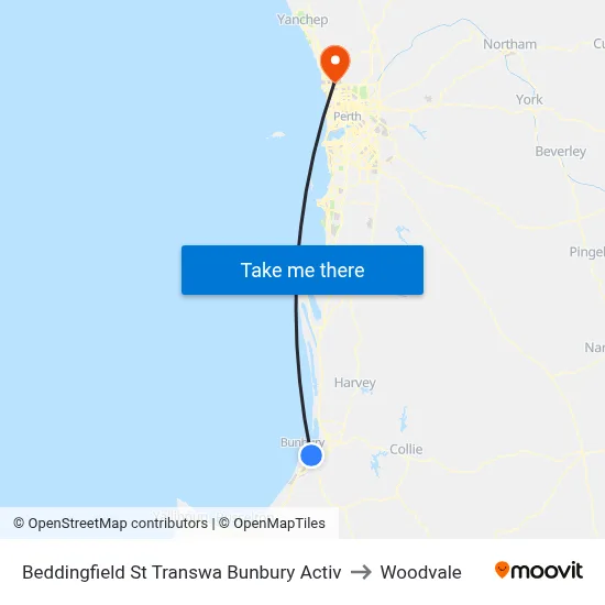 Beddingfield St Transwa Bunbury Activ to Woodvale map
