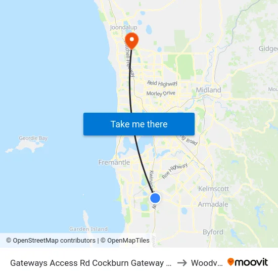 Gateways Access Rd Cockburn Gateway Shop Ctr to Woodvale map