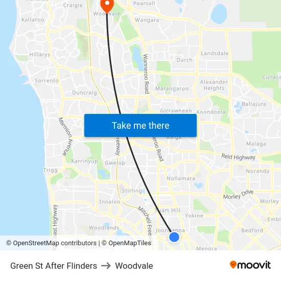 Green St After Flinders to Woodvale map