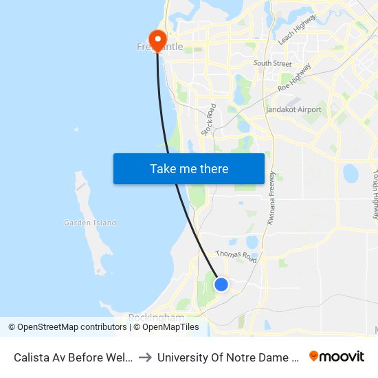 Calista Av Before Wellard Rd to University Of Notre Dame Australia map