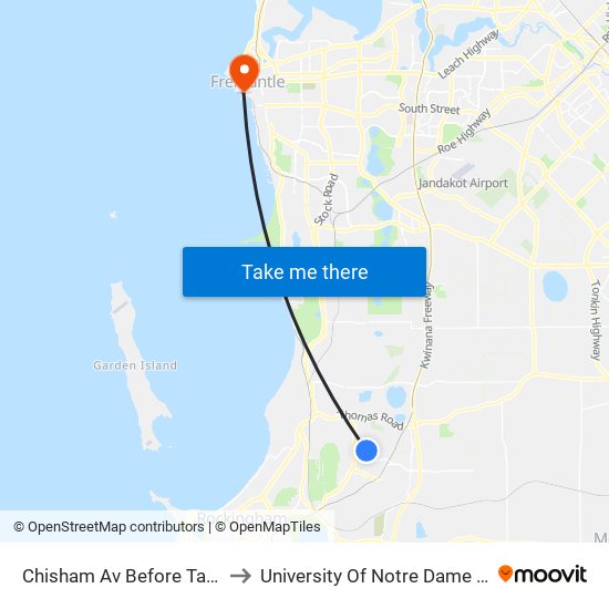 Chisham Av Before Tanson Rd to University Of Notre Dame Australia map