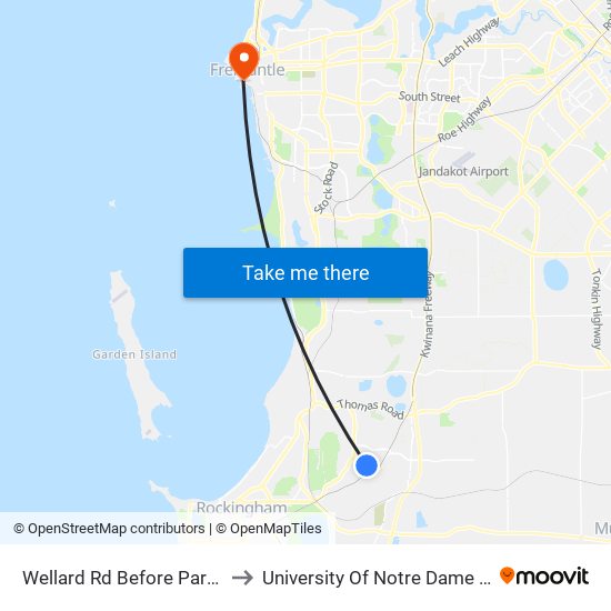 Wellard Rd Before Parmelia Av to University Of Notre Dame Australia map