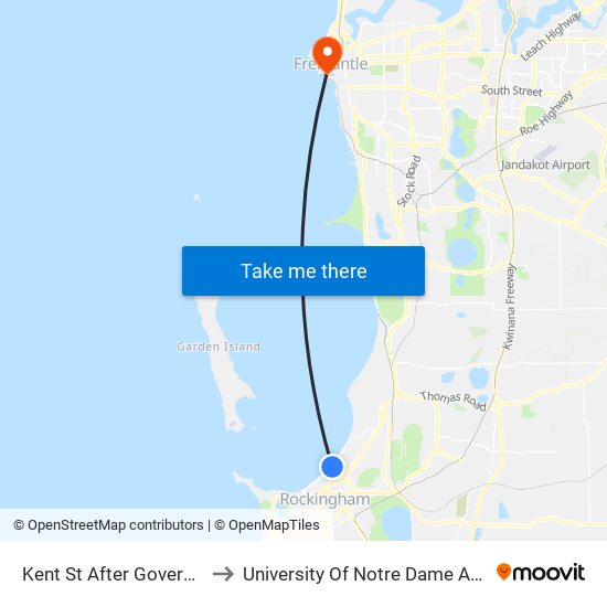 Kent St After Governor Rd to University Of Notre Dame Australia map