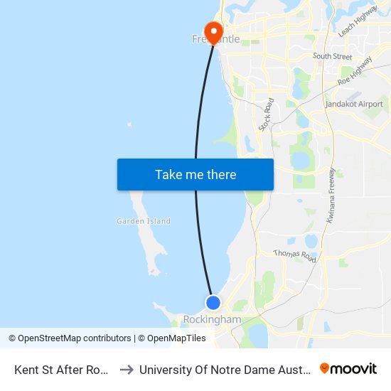 Kent St After Roe St to University Of Notre Dame Australia map