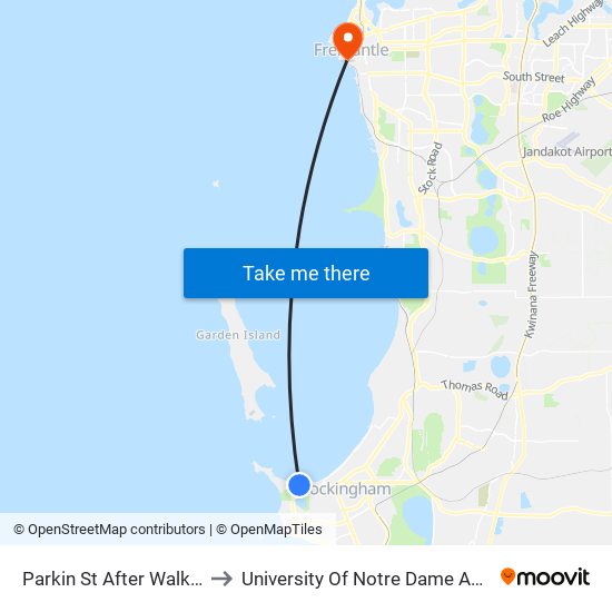 Parkin St After Walker Av to University Of Notre Dame Australia map