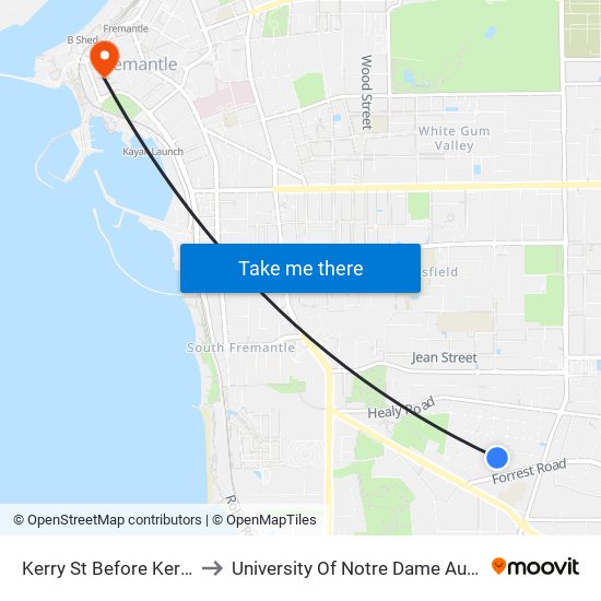 Kerry St Before Kerry Pl to University Of Notre Dame Australia map