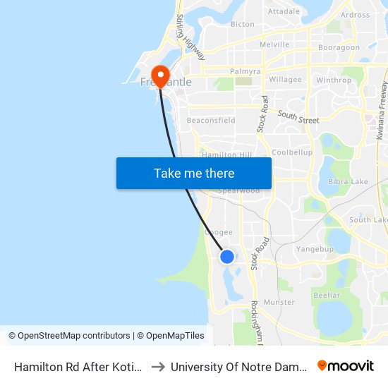 Hamilton Rd After Kotisina Gdns to University Of Notre Dame Australia map