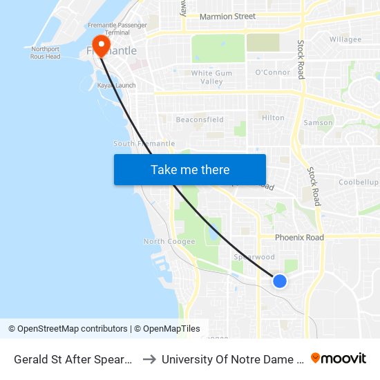 Gerald St After Spearwood Av to University Of Notre Dame Australia map