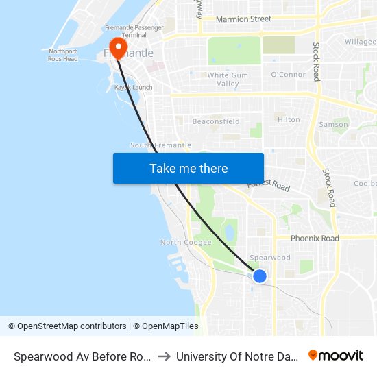 Spearwood Av Before Rockingham Rd to University Of Notre Dame Australia map