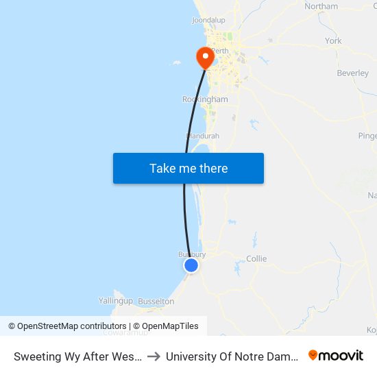 Sweeting Wy After Westwood St to University Of Notre Dame Australia map