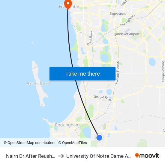 Nairn Dr After Reushaw Lk to University Of Notre Dame Australia map